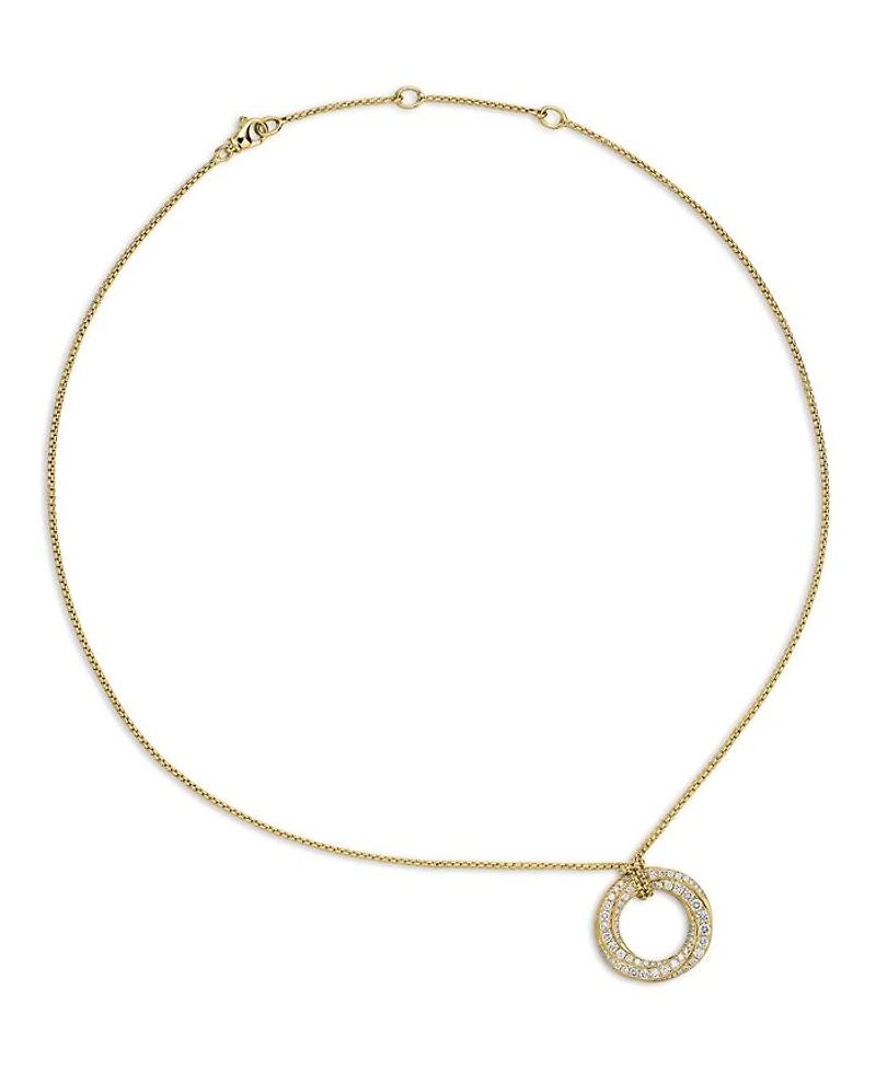 Pavé Crossover Pendant Necklace in 18K Yellow Gold with Diamonds, 21mm