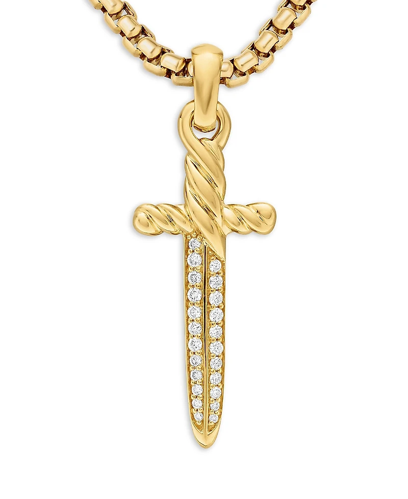 David Yurman 18K Yellow Gold Petrvs Dagger Amulet with Diamonds