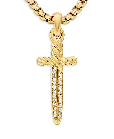 David Yurman 18K Yellow Gold Petrvs Dagger Amulet with Diamonds