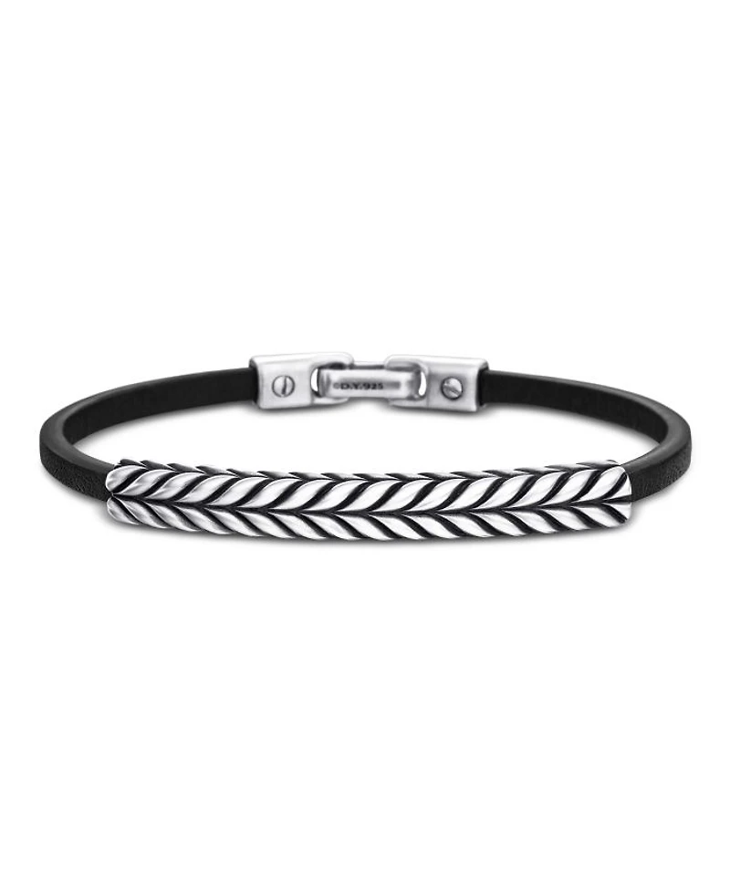 Chevron Leather ID Bracelet