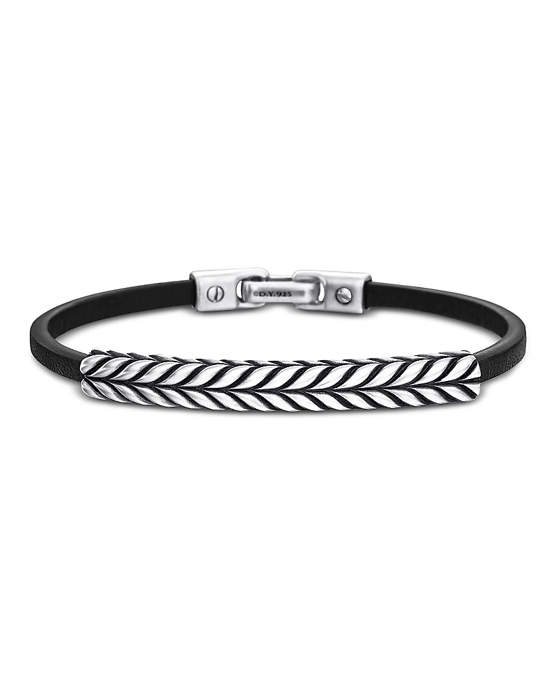 David Yurman Men's Chevron Leather Id Bracelet