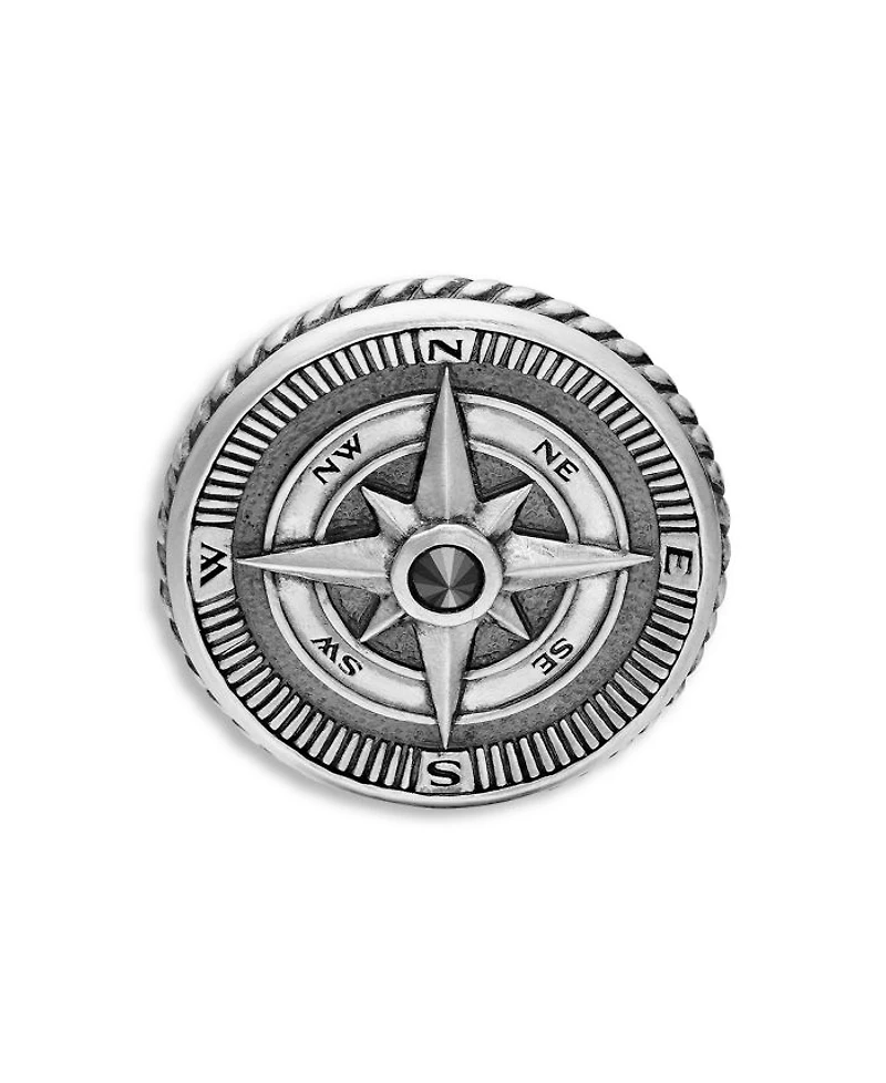 Sterling Silver Maritime Compass Cufflinks with Black Diamonds
