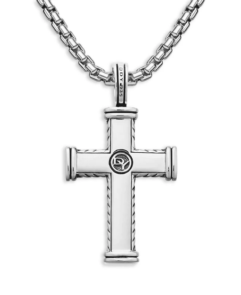 Men's Chevron Cross Pendant in Sterling Silver