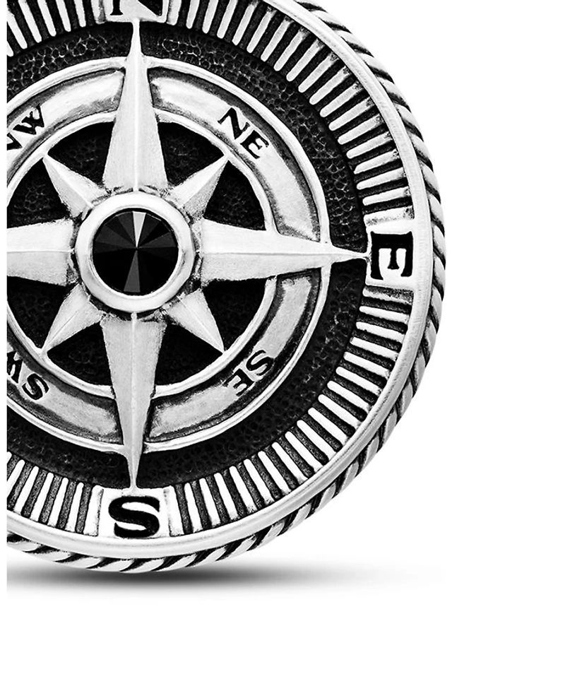 Men's Maritime Compass Amulet with Black Diamond