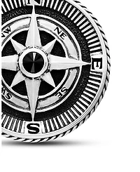 Men's Maritime Compass Amulet with Black Diamond
