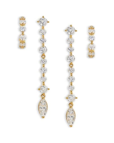 Cassi Cubic Zirconia Hoop & Dangle Drop Earrings, Set of 2
