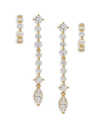 Cassi Cubic Zirconia Hoop & Dangle Drop Earrings, Set of 2