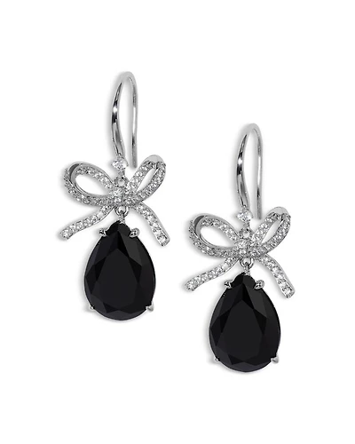 Macaron Cubic Zirconia Pear Bow Drop Earrings