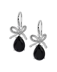 Macaron Cubic Zirconia Pear Bow Drop Earrings