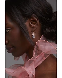 Macaron Cubic Zirconia Pear Bow Drop Earrings