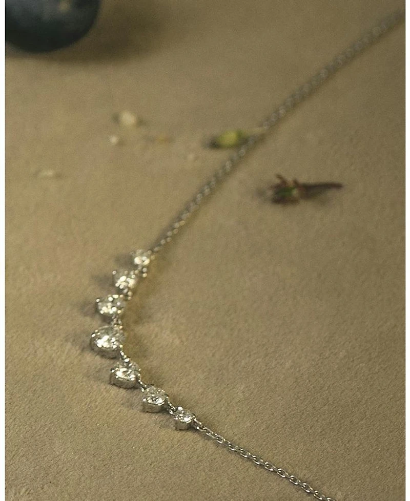 Linked Lab-Grown Diamond Tennis Necklace in 14K White Gold, .85ctw Round Brilliant Lab Grown Diamonds