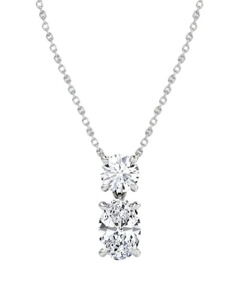 Signature Duo Drop Necklace 14K White Gold