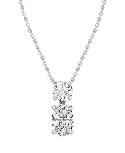 Signature Duo Drop Necklace 14K White Gold