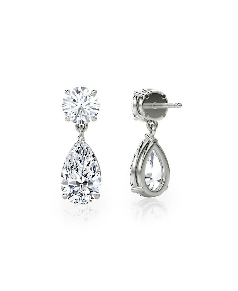 Signature Lab-Grown Diamond Drop Earrings in 14K White Gold, 1.5ctw Round Brilliant & Pear Lab Grown Diamonds