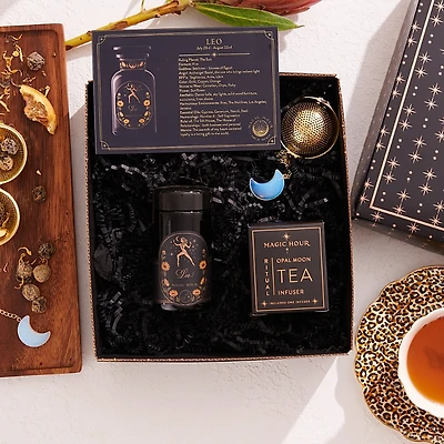 Magic Hour Astrology Minded Mini Gift Set with Opal Moon Strainer, Leo