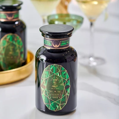 Emerald Cherry Blossom Pineapple Cream Green Tea in Violet Glass Apothecary Jar, 6 oz.