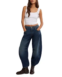 We The Free Good Luck Mid Rise Barrel Jeans Deep End