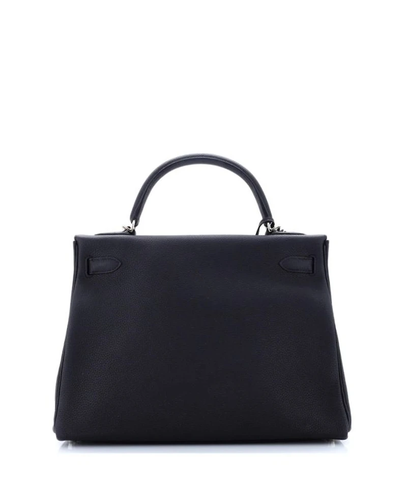 Kelly Handbag Black Togo with Palladium Hardware