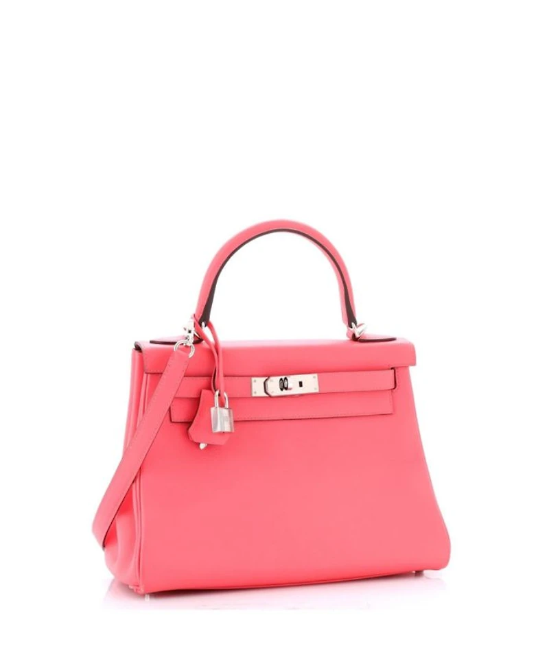 Kelly 28 Handbag Pink Evercolor with Palladium Hardware