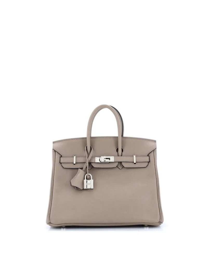 Birkin 25 Handbag Grey Swift with Palladium Hardware