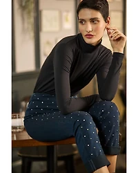 Studded High Rise Boyfriend Jeans Indigo