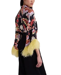 Make An Exit Silk Twill Top with Feathers