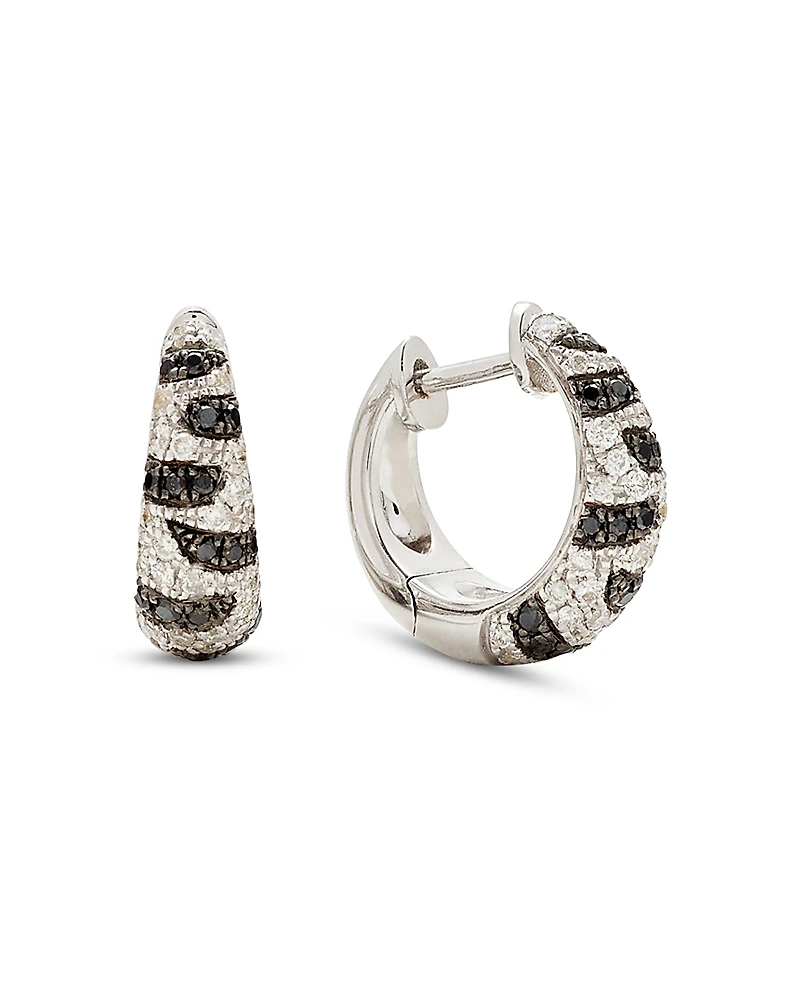 Yvonne Leon 18K White Gold Paire de Creoles Diamants White Topaz Hoop Earrings