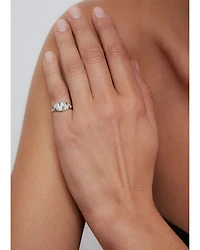 9K White Gold Grey & Black Diamond Zebra Oval Signet Ring, 0.29 tcw