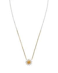 18K White & Yellow Gold Collier Mini Soleil Citrine & Gray Diamond Sun Pendant Necklace, 14.17"