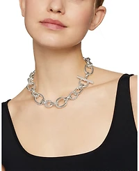Sterling Silver DY Mercer Diamond Polished Link Collar Necklace