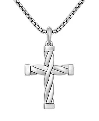 Men's DY Helios Cross Pendant in Sterling Silver, 48mm