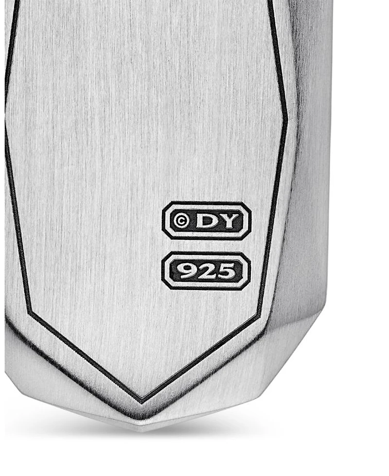 Men's Torqued Faceted Amulet in Sterling Silver with Diamonds