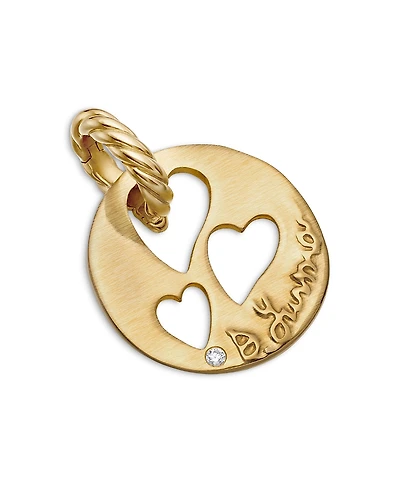 David Yurman 18K Yellow Dy Elements Diamond Accent Heart Cut Out Pendant