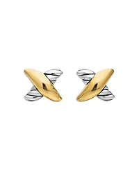David Yurman Sterling Silver & 18K Yellow Gold Petite X Stud Earrings