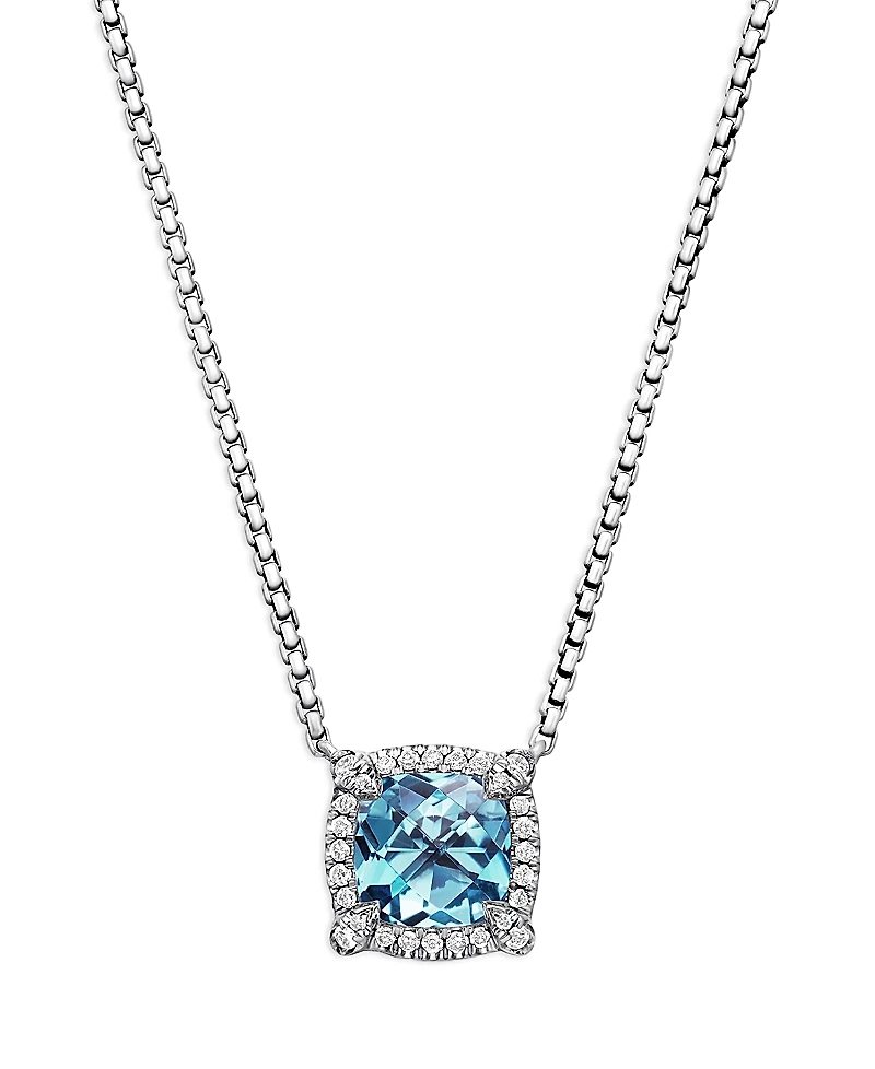 David Yurman Sterling Silver Chatelaine Blue Topaz & Diamond Pendant Necklace, 18 - Exclusive