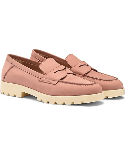 Santoni Women's Pink Nubuck LugSole Loafer