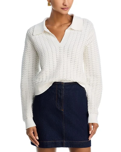 Mozart Scallop Stitch Polo Sweater