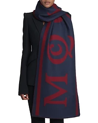 Logo Stripe Wool Scarf