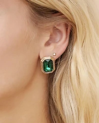 Color Stone Stud Earrings in 18K Gold Plated