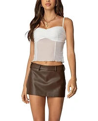 Edikted Viv Ruched Sheer Mesh Top