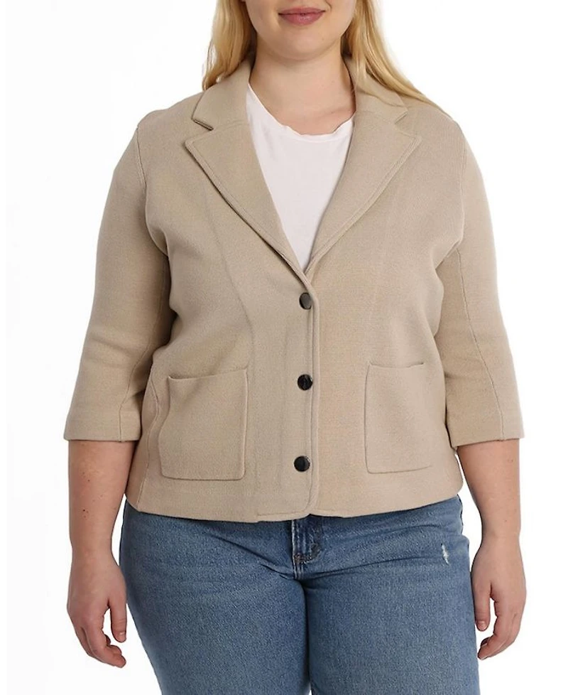 Plus Cotton Blend Blazer