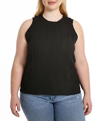 Plus Cotton Frayed Cable Tank Top