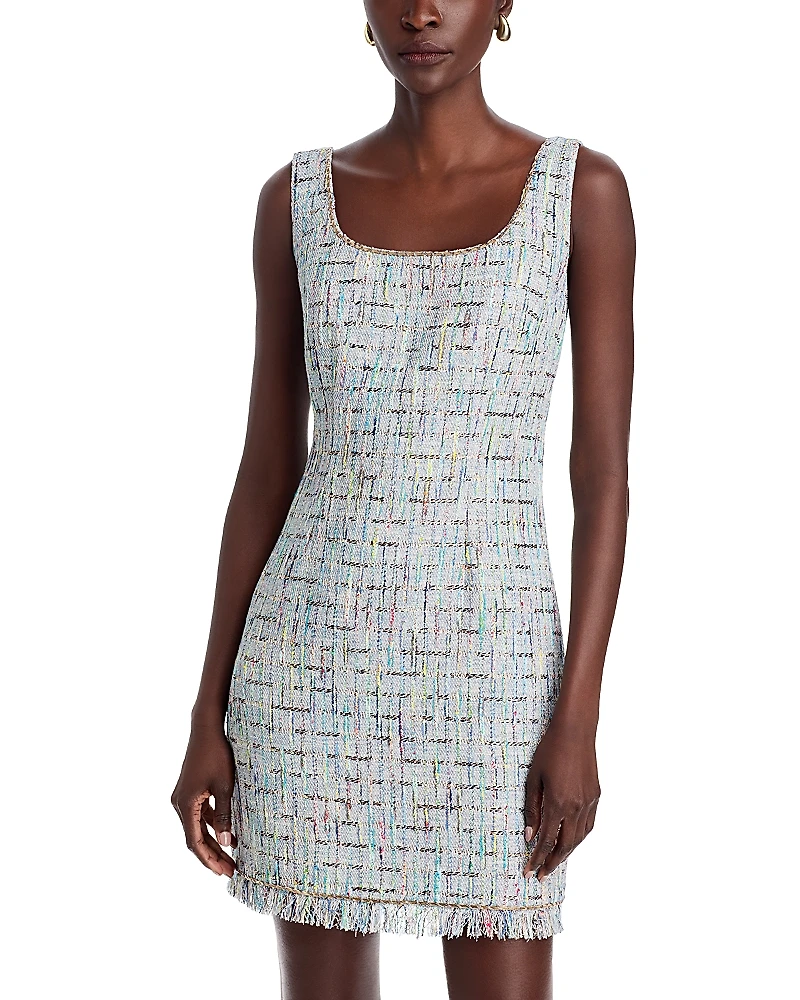 Kobi Halperin Novi Tweed Fringe Trim Mini Dress