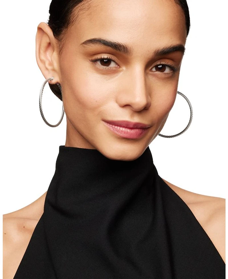 Sterling Silver Cable Large Hoop Earrings