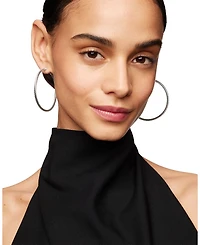 Sterling Silver Cable Large Hoop Earrings