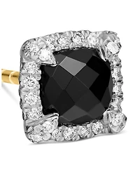 Sterling Silver Chateline Gemstones & Diamond Stud Earrings - Exclusive