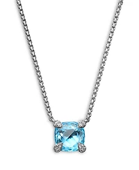 David Yurman Chatelaine Pendant Necklace with Blue Topaz and Diamonds, 18