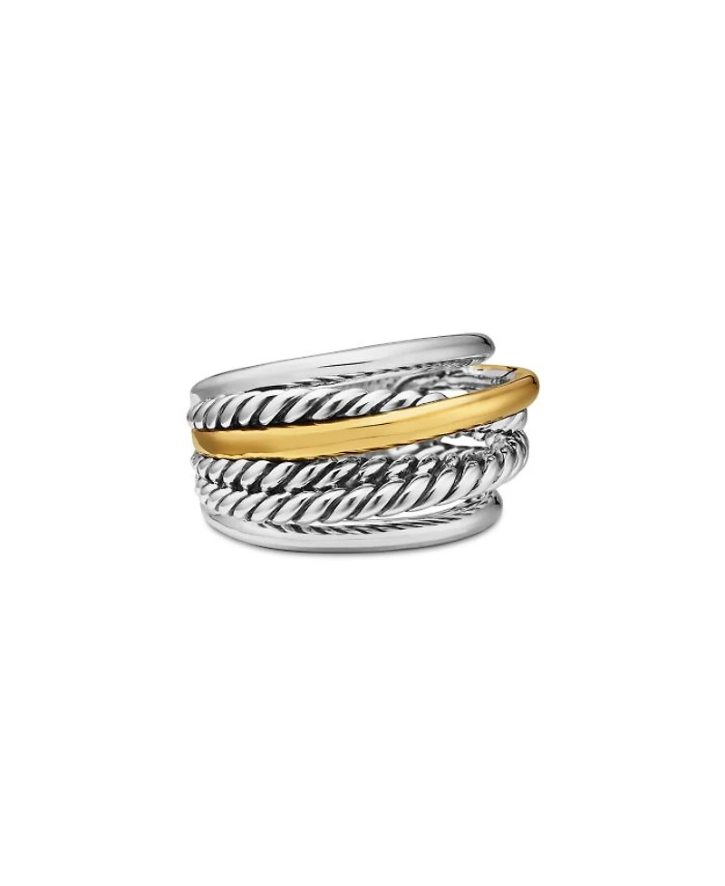 Crossover Narrow Ring with Gold