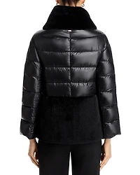Quilted Faux Fur Trim Coat