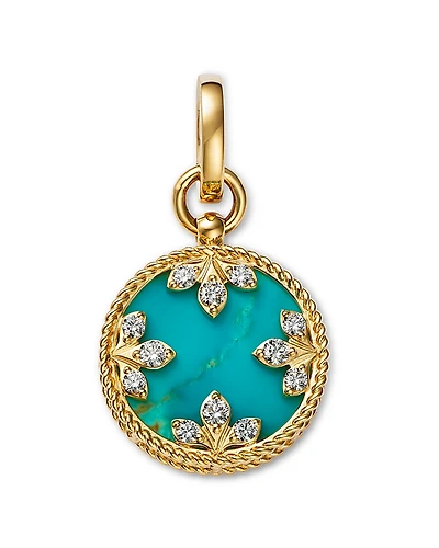 Roberto Coin 18K Yellow Gold Turquoise & Diamond Venetian Princess Medallion Pendant Necklace, 15-17